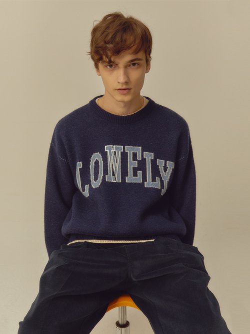 MUSINSA | NOHANT LONELY/LOVELY CASHMERE KNIT SWEATER NAVY