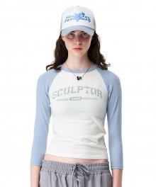 Varsity Raglan Tee Baby White/Baby Blue