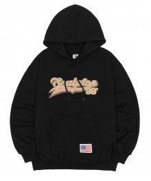 Velour Applique Hoodie Black