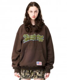 Velour Applique Hoodie Brown