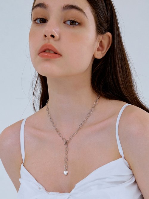 카인더베이비(KINDABABY) 2way heart `drop` chain necklace