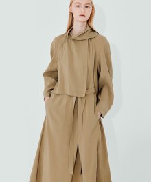 trench belted simple scarf neck dress VWOPLI0100