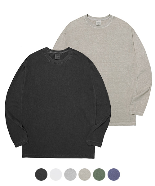 미니멀프로젝트(minimalproject) [패키지] 피그먼트 위시드 오버핏 롱 슬리브 티셔츠 MLT105