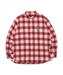 LMC FLAME BEAR OMBRE PLAID SHIRT red