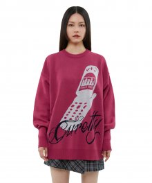 C 90S GRAPHIC JACQUARD KNIT TOP_PINK