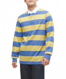 커스텀 슬림핏 아이코닉 럭비 셔츠 - 옐로우:블루