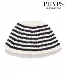 P.E.DEPT® STRIPE KNIT BUCKET HAT IVORY