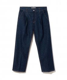 straight one tuck denim pants indigo washed