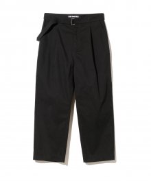 belted wide cotton pants black