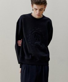 릴리 엠보 오버핏 스웨트셔츠 (블랙&블랙)