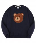 엠블러(AMBLER) Boucle bear 오버핏 기모 맨투맨 티셔츠  AMM910 (NAVY)