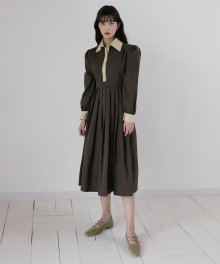 NUE POINT COLLAR PLEATS OPS BROWN