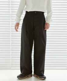 Bermuda One Tuck Cotton Pants [Black]