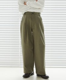 Bermuda One Tuck Cotton Pants [Khaki]