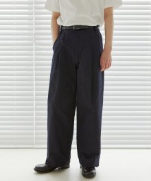 Bermuda One Tuck Cotton Pants [Navy]