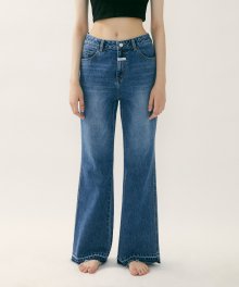 MARITHE W NEW FLARED DENIM PANTS stone blue