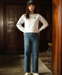 MARITHE W RAW EDGE DENIM PANTS light blue