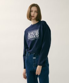 MARITHE CLASSIC LOGO LS TEE navy