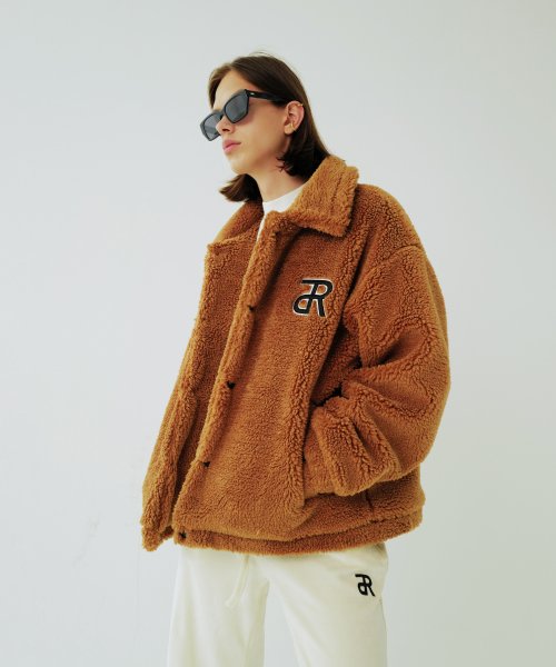 인프랩(inprep) EMBROIDERED LOGO FLEECE JACKET (BROWN)