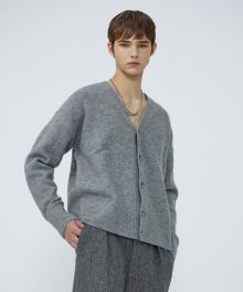 Hairy Wool Cardigan - GREYISH BLUE