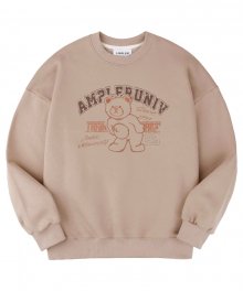 Vintage bear 오버핏 기모 맨투맨 티셔츠  AMM913 (BEIGE)