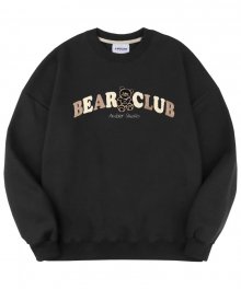 Bear club 오버핏 기모 맨투맨 티셔츠  AMM914 (BLACK)