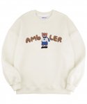 엠블러(AMBLER) Winter bear 오버핏 기모 맨투맨 티셔츠  AMM915 (IVORY)