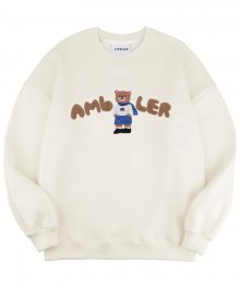 Winter bear 오버핏 기모 맨투맨 티셔츠  AMM915 (IVORY)