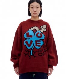 AB X SSUN GRAPHIC KNIT (BURGUNDY)