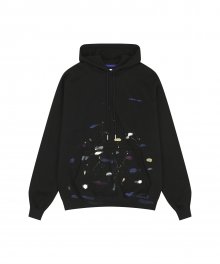 HANDPAINTING SCRIBBLE LOGO BLACK HOODIE