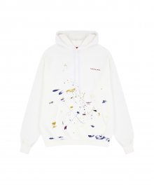 HANDPAINTING SCRIBBLE LOGO WHITE HOODIE