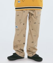Allover Print Chino Pants Beige
