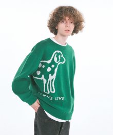 ALWAYS Love Dalmatian Jacquard Knit Green