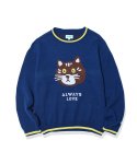 마크엠(MARKM) ALWAYS Love Cat Jacquard Knit Blue