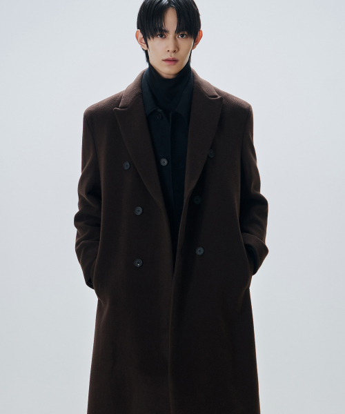 드로우핏 프리미어 퓨어 캐시미어 로브 더블 코트 [CHESTNUT BROWN]