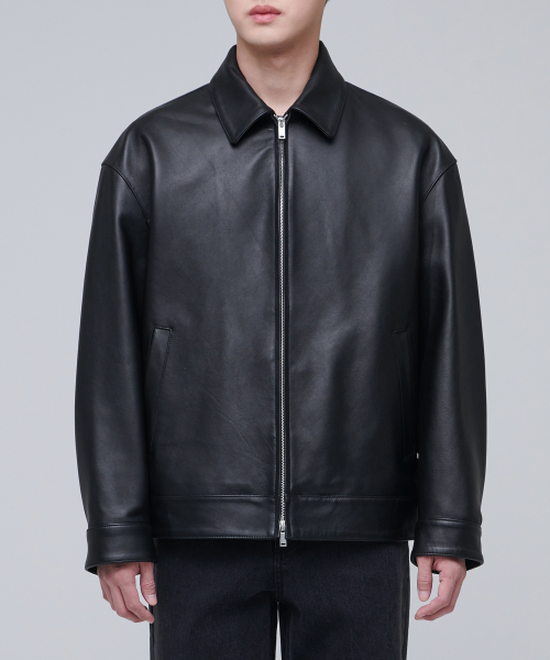 Оверсайз куртка из кожи ягненка [Black]