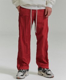Two Way Side Zipper Nylon Pants - Red
