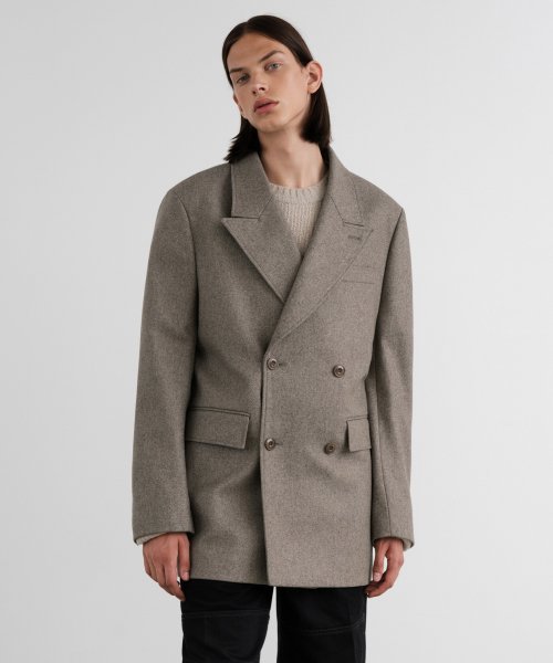 Двубортный длинный блейзер FORTEX, GREY BEIGE