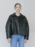 Raglan Fake Leather Crop Coat - Black
