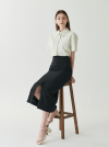 Linen Slit Skirt - Black