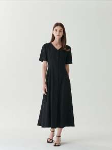 Irena Button Dress - Black