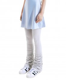 Knitted Shirring Leggings White