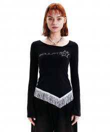 Asymmetry Tassel L/S Top Black