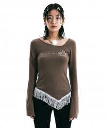 Asymmetry Tassel L/S Top Mocha