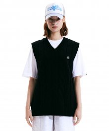 Basic Symbol Patch Knit Vest Black