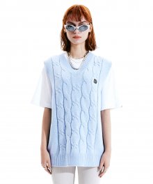 Basic Symbol Patch Knit Vest Baby Blue