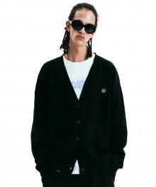 Basic Symbol Patch Cardigan Black