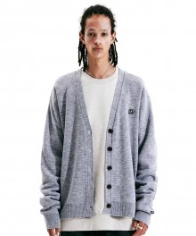 Basic Symbol Patch Cardigan Melange Gray