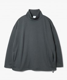 String Mock Neck L/S T-Shirts [Charcoal]