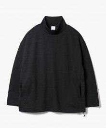 String Mock Neck L/S T-Shirts [Black]